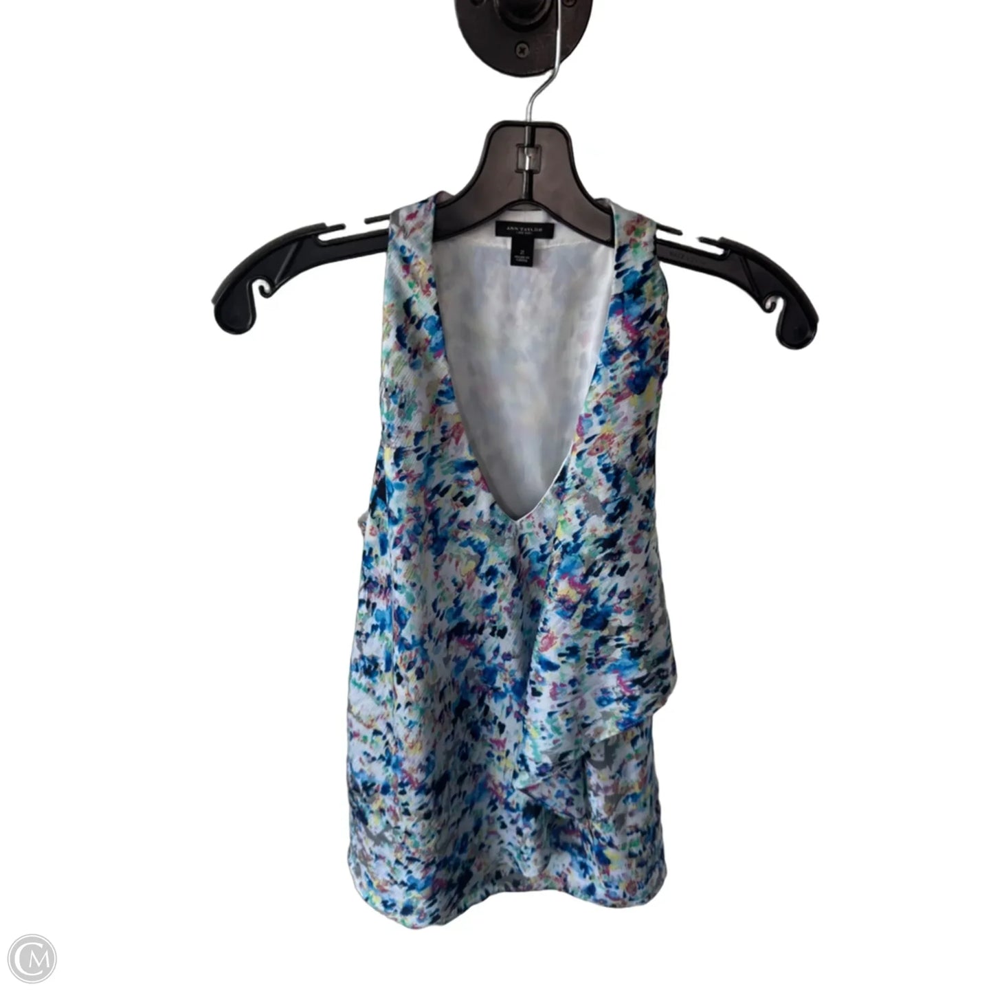 Blouse Sleeveless By Ann Taylor In Blue & White, Size: Xs