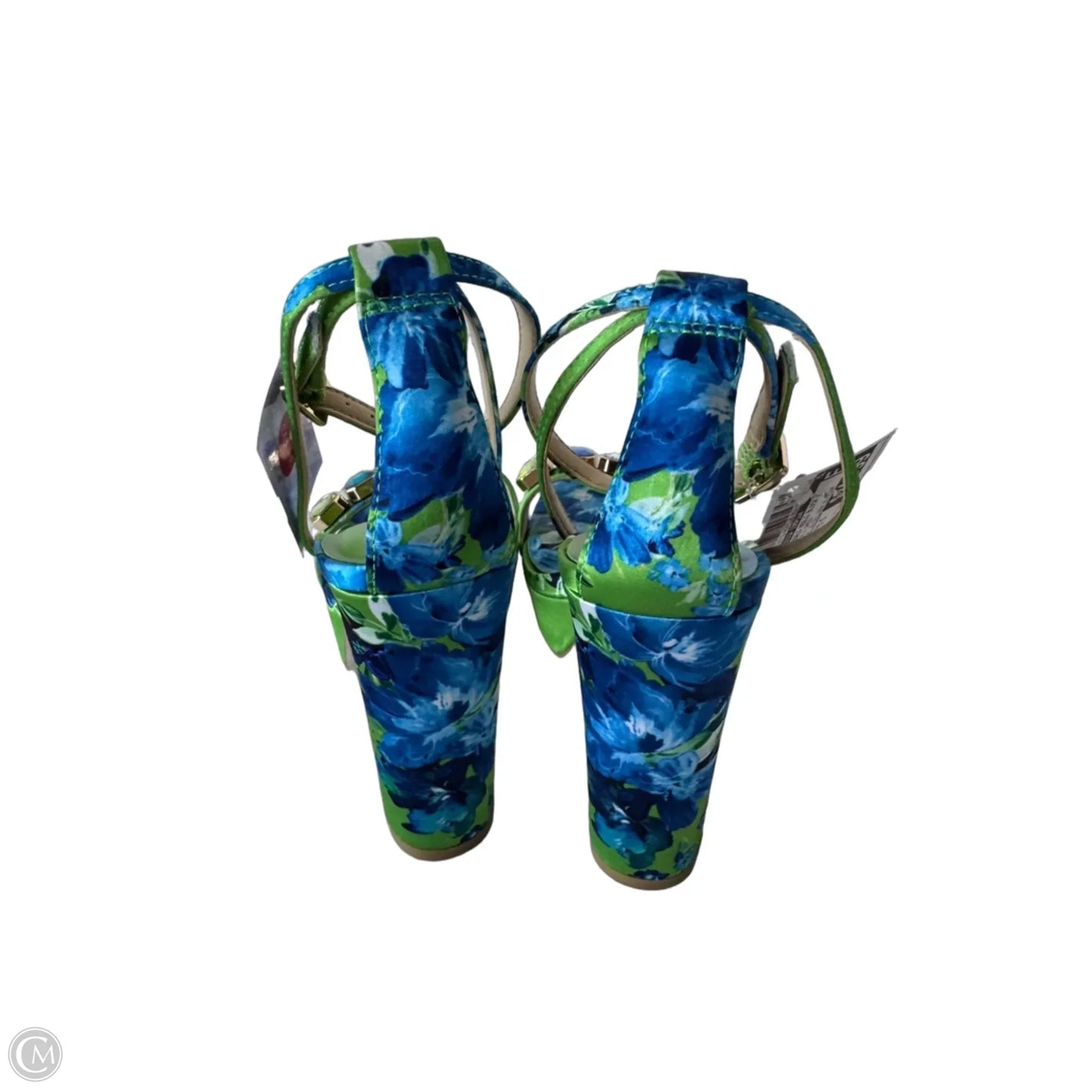 Sandals Heels Block By Jessica Simpson In Blue & Green, Size: 5.5