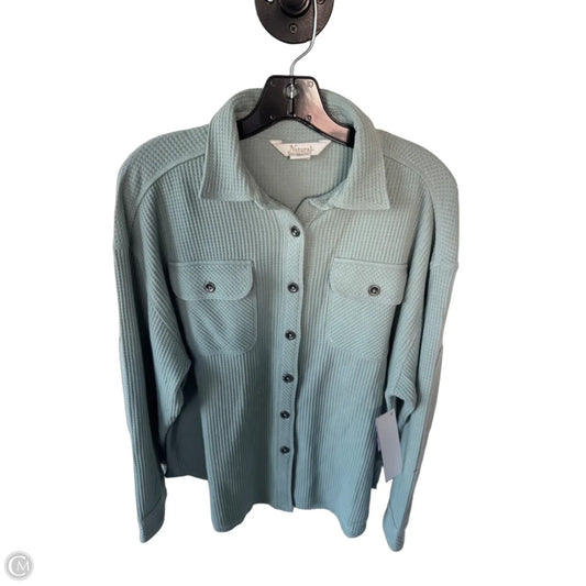 Jacket Shirt By Natural Reflections In Blue, Size: S