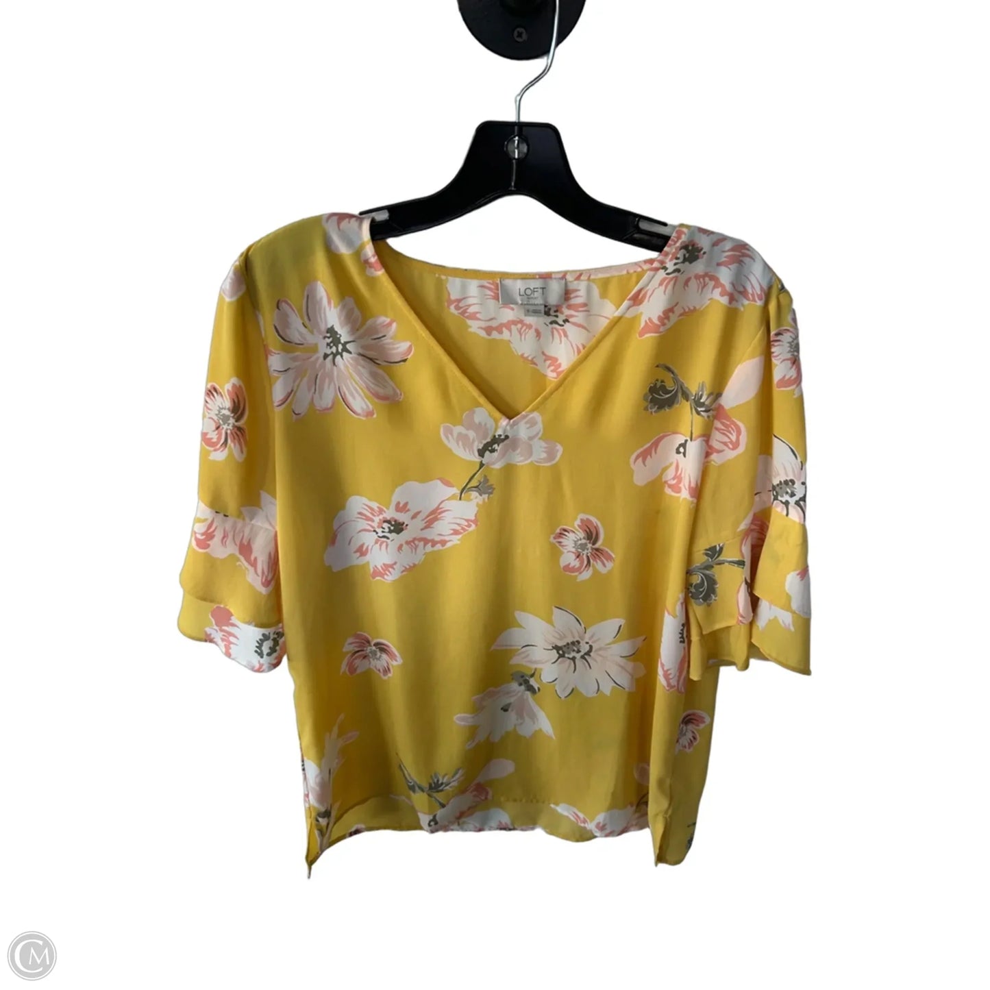 Blouse Short Sleeve By Loft In Yellow, Size: S