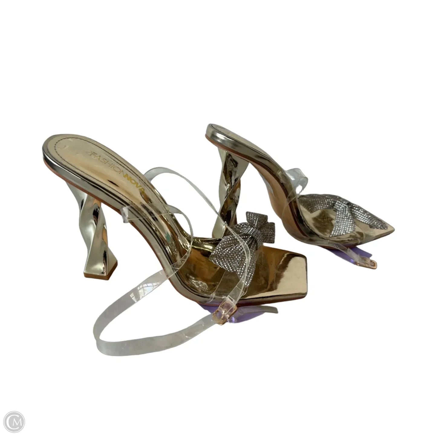 Sandals Heels Kitten By Fashion Nova In Gold, Size: 9