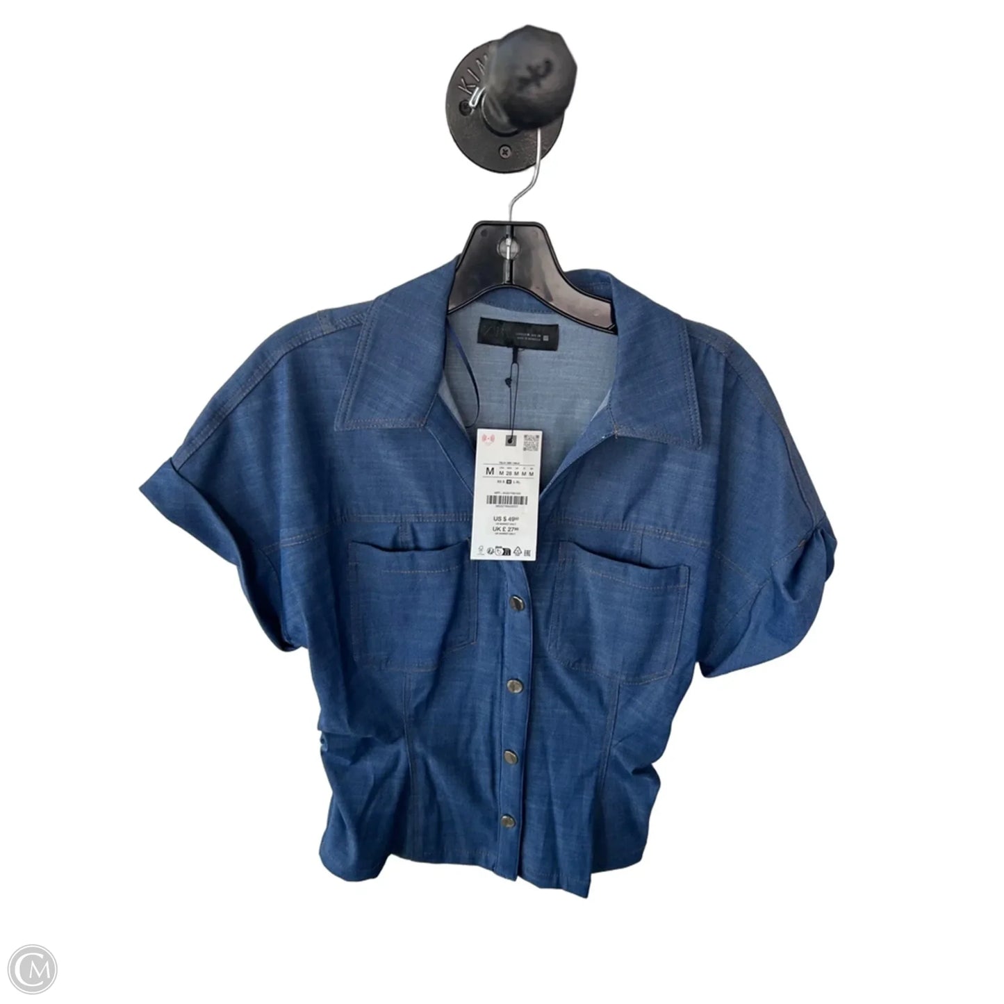 Top Short Sleeve By Zara In Blue, Size: M