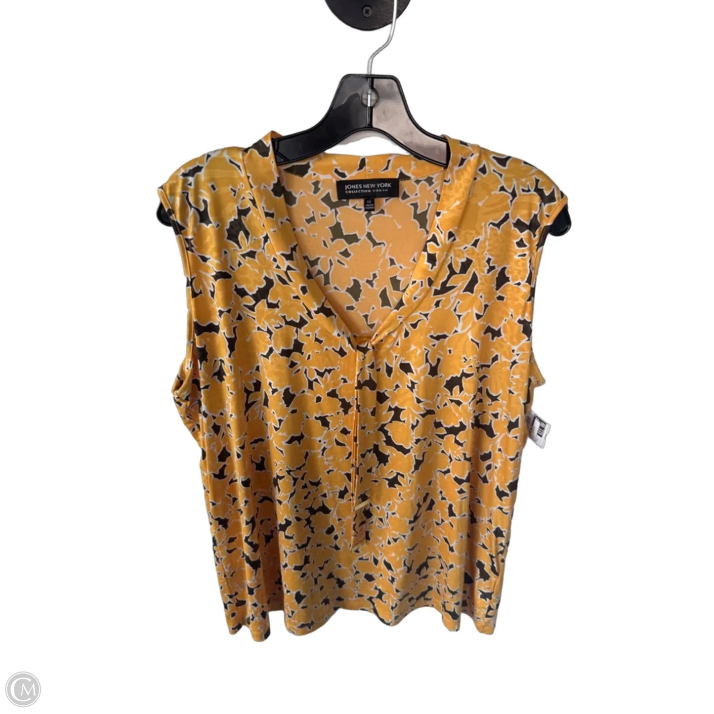 Blouse Sleeveless By Jones New York In Yellow, Size: 1x