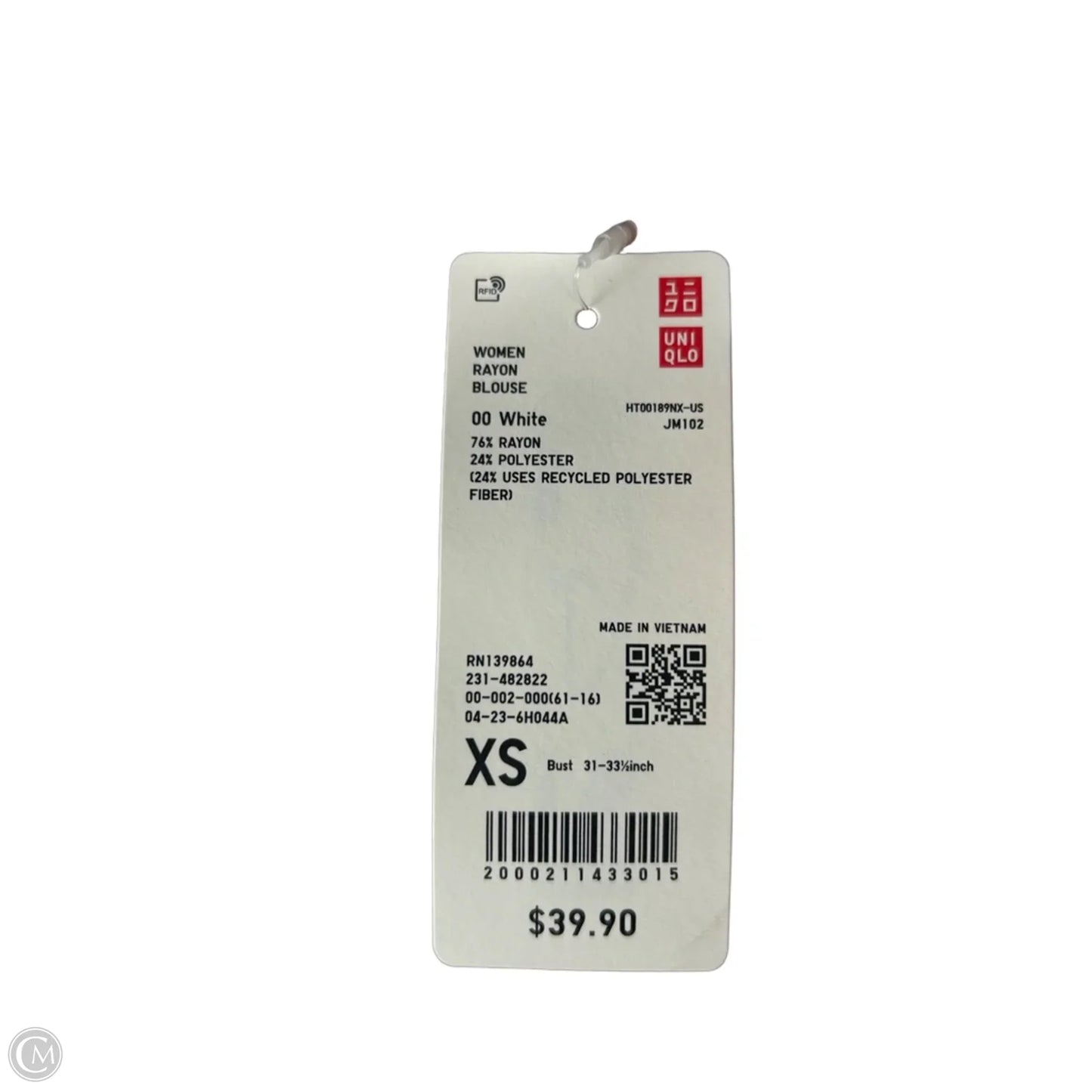 Blouse Long Sleeve By Uniqlo In White, Size: Xs
