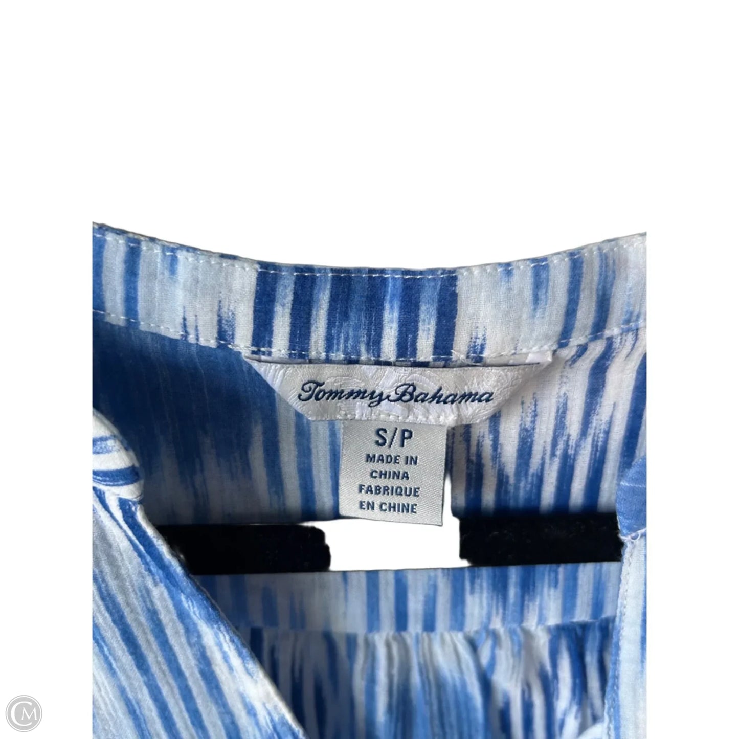 Blouse Sleeveless By Tommy Bahama In Blue & White, Size: S