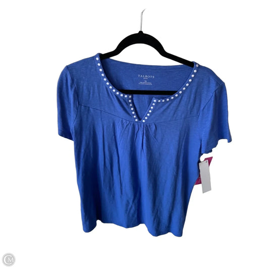 Top Short Sleeve By Talbots In Blue & White, Size: Mp