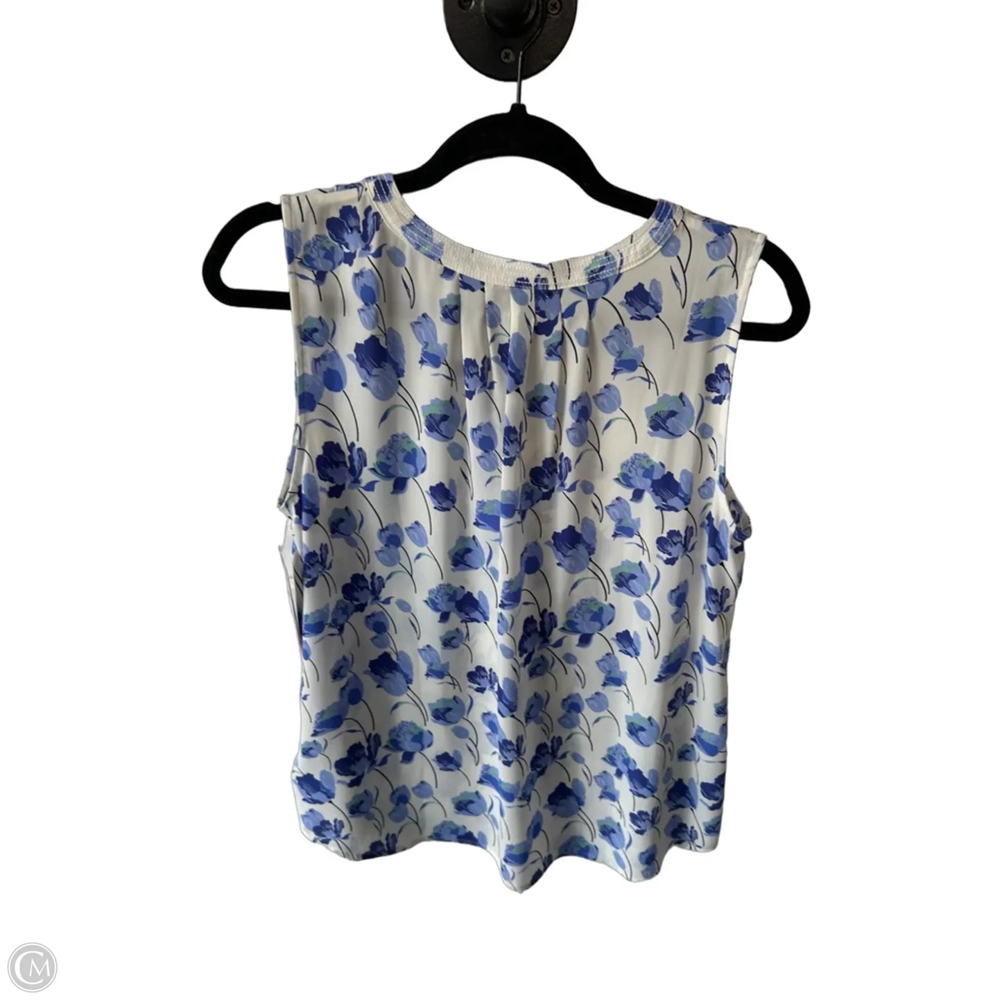 Blouse Sleeveless By Talbots In Blue & White, Size: Mp
