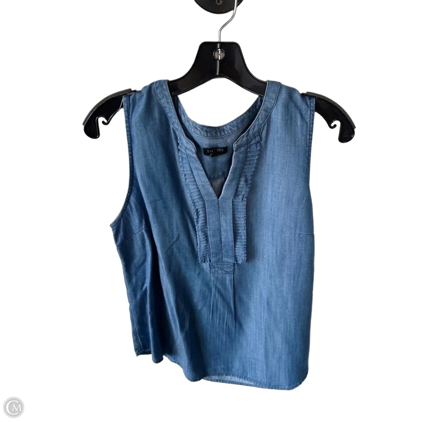 Blouse Sleeveless By Talbots In Blue Denim, Size: Mp