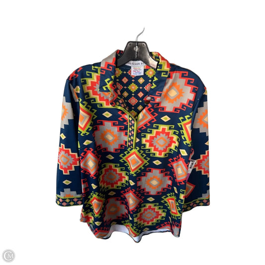 Tunic Long Sleeve By Gretchen Scott In Blue & Orange, Size: Xl
