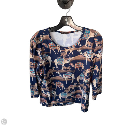 Top Long Sleeve By J Mclaughlin In Blue & Tan, Size: Xl