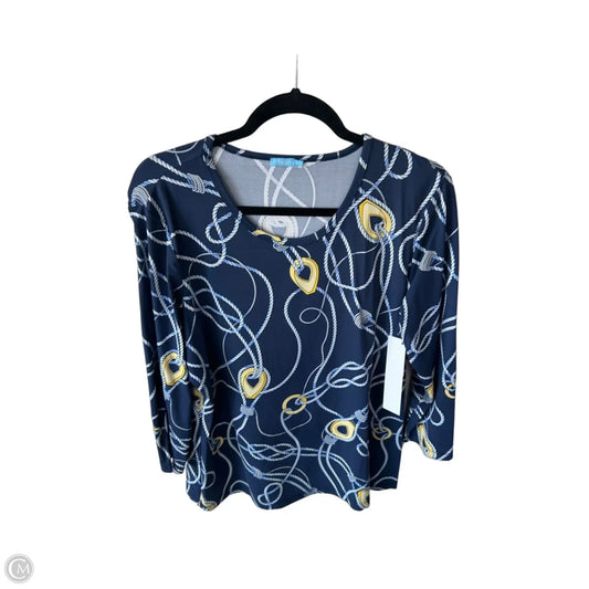 Top Long Sleeve By J Mclaughlin In Blue & Yellow, Size: Xl