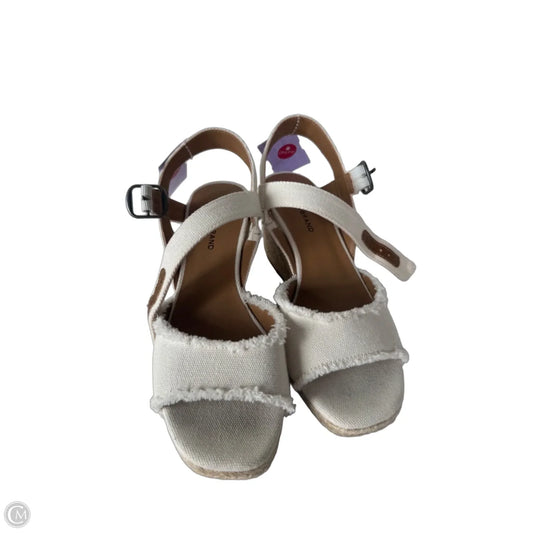 Sandals Heels Wedge By Lucky Brand In Cream & Tan, Size: 7.5