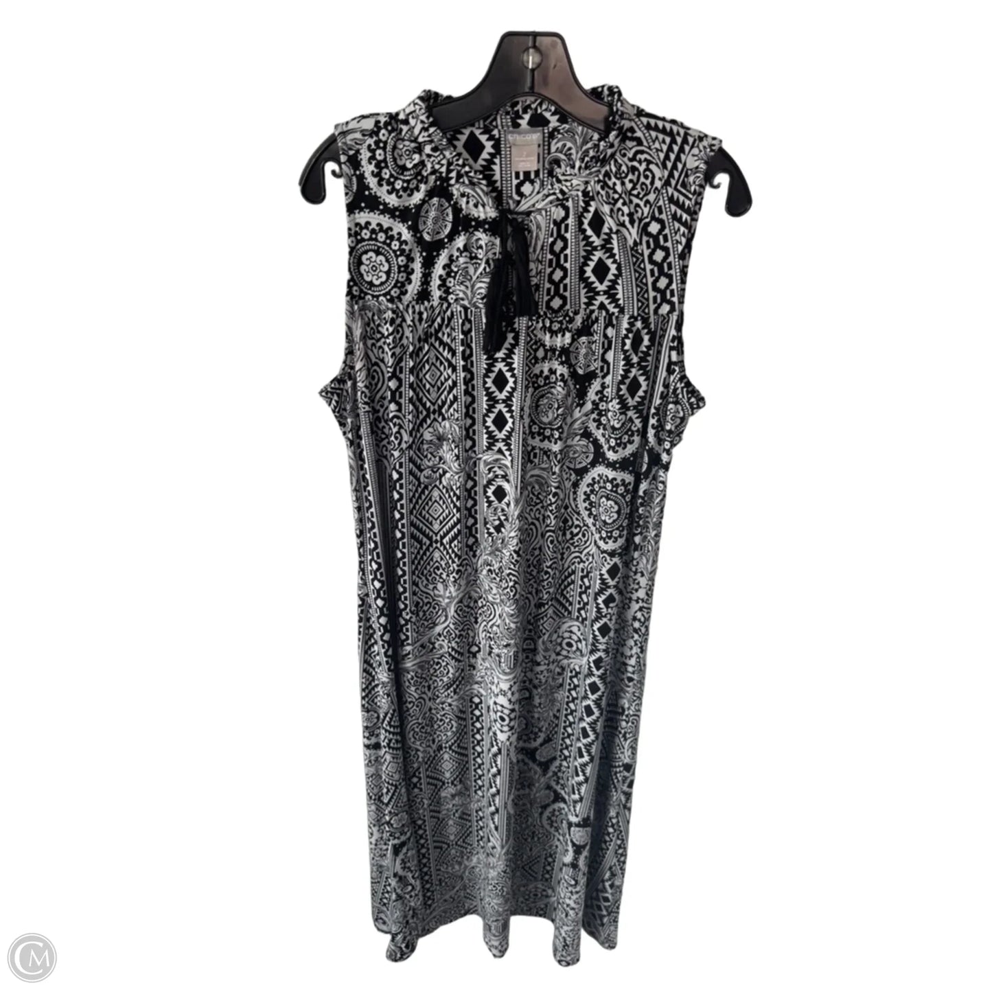 Dress Casual Maxi By Chicos In Black & Silver, Size: L