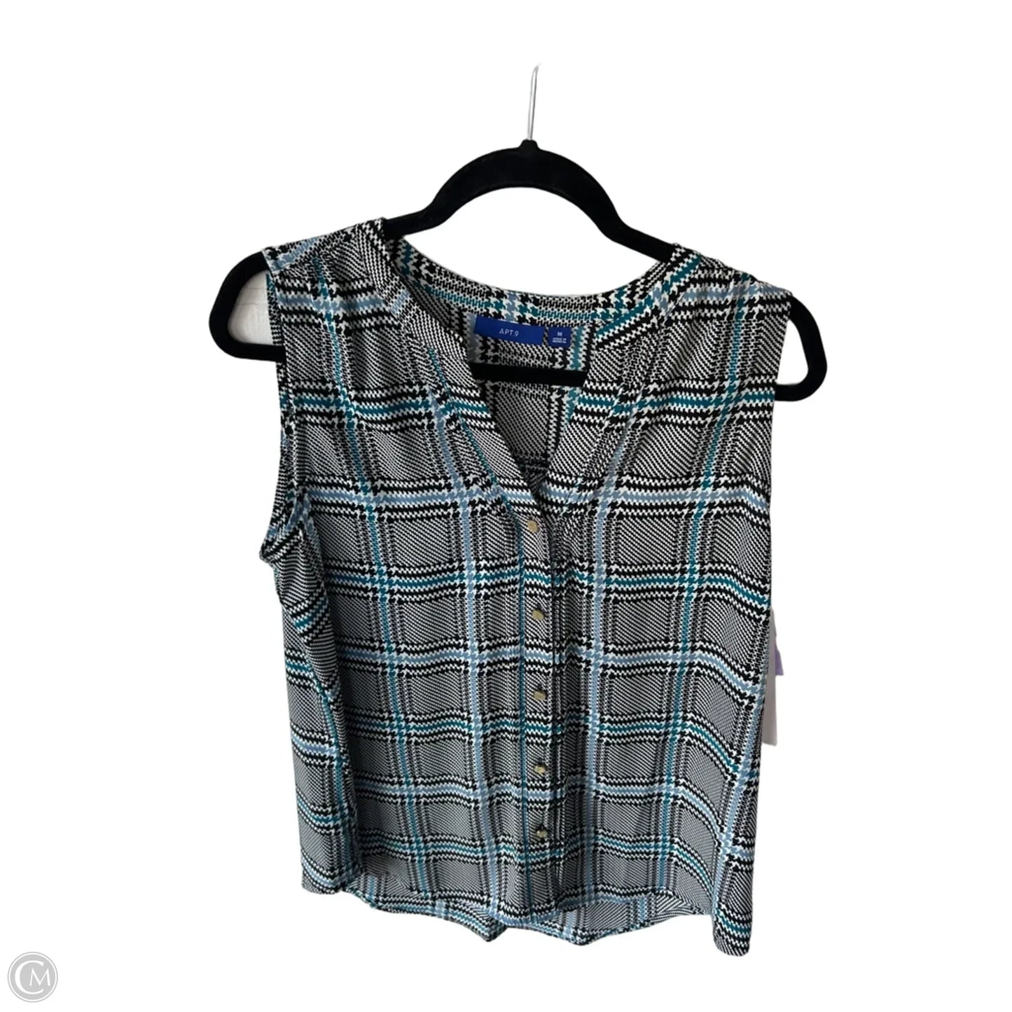 Blouse 3/4 Sleeve By Apt 9 In Black & Blue, Size: M