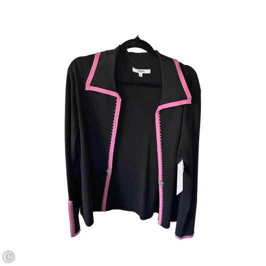 Sweater Cardigan By Vertigo In Black & Pink, Size: Xl