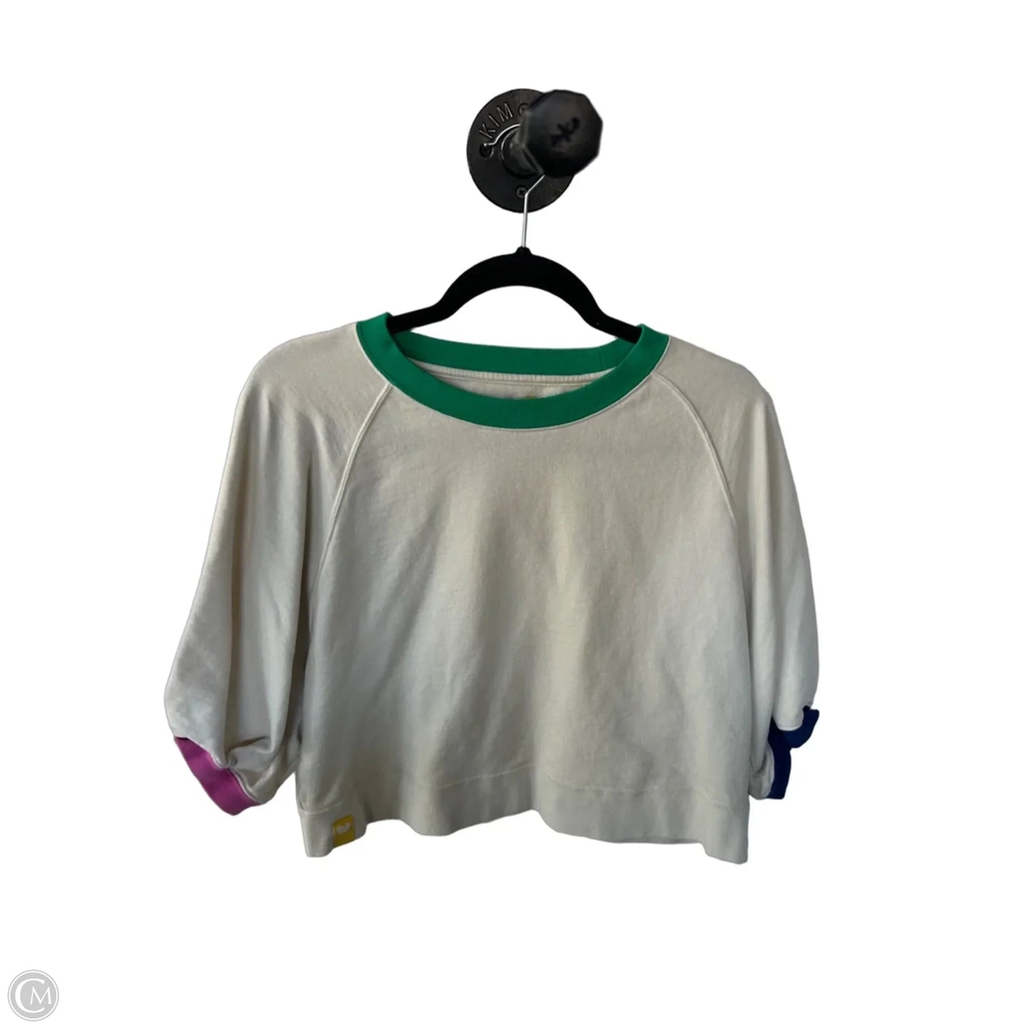 Sweatshirt Crewneck By Kerri Rosenthal In Cream & Green, Size: M