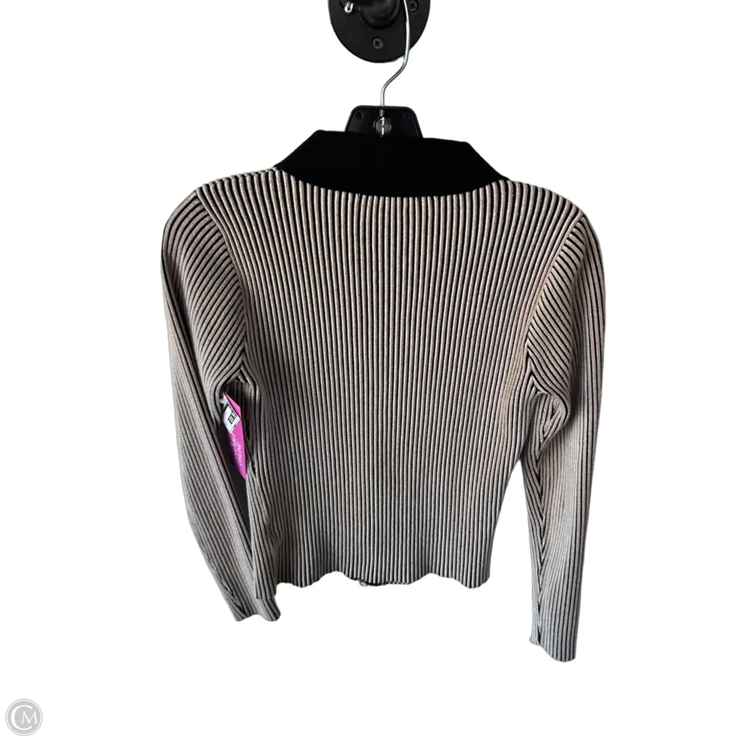 Sweater Cardigan By Belldini In Black & Tan, Size: S