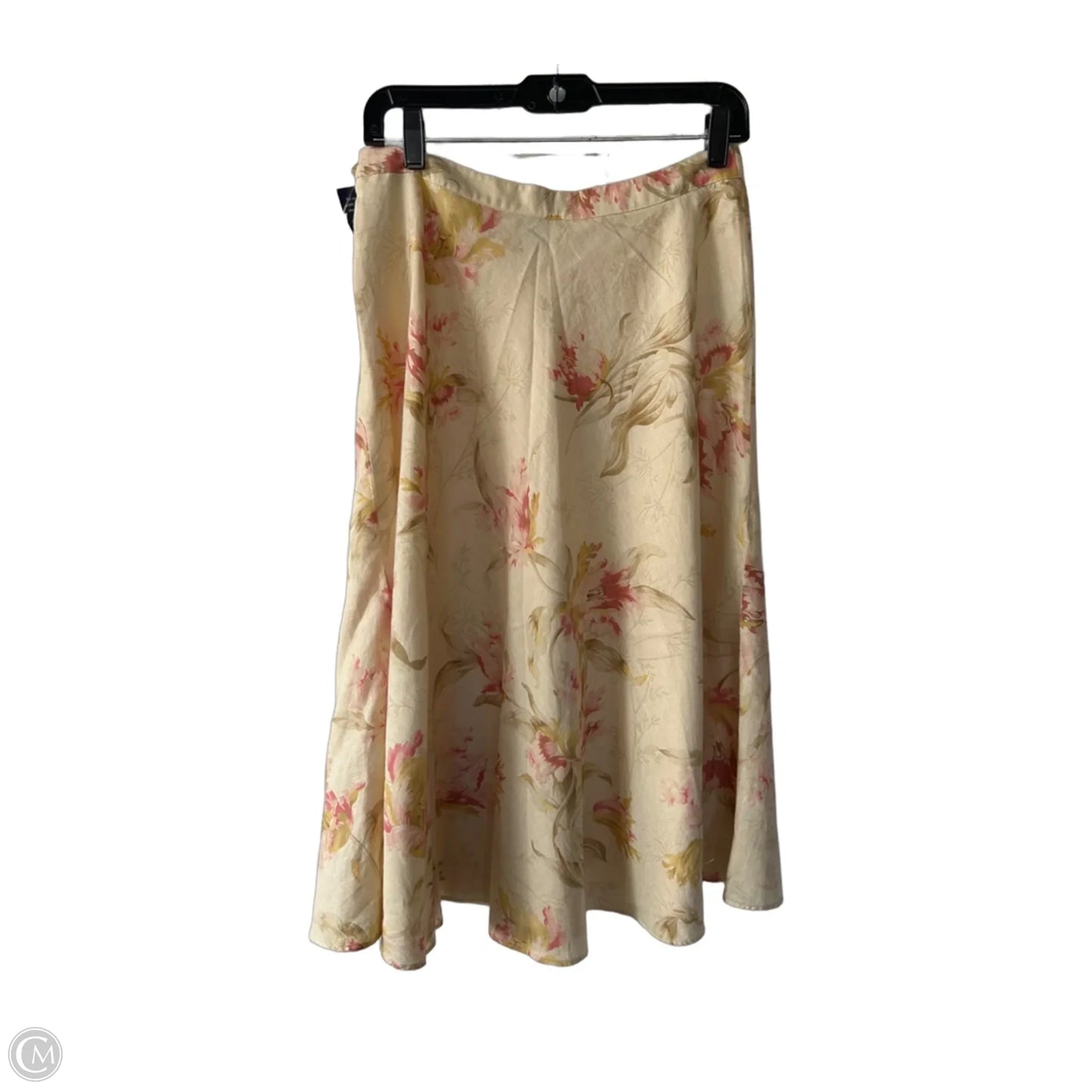 Skirt Midi By Chaps In Cream & Orange, Size: 4