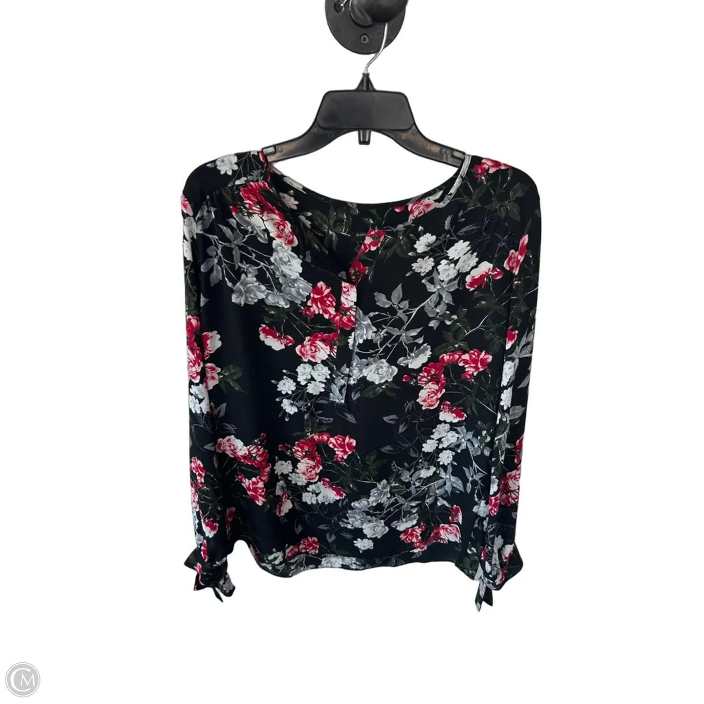 Blouse Long Sleeve By Banana Republic In Black & Red, Size: M