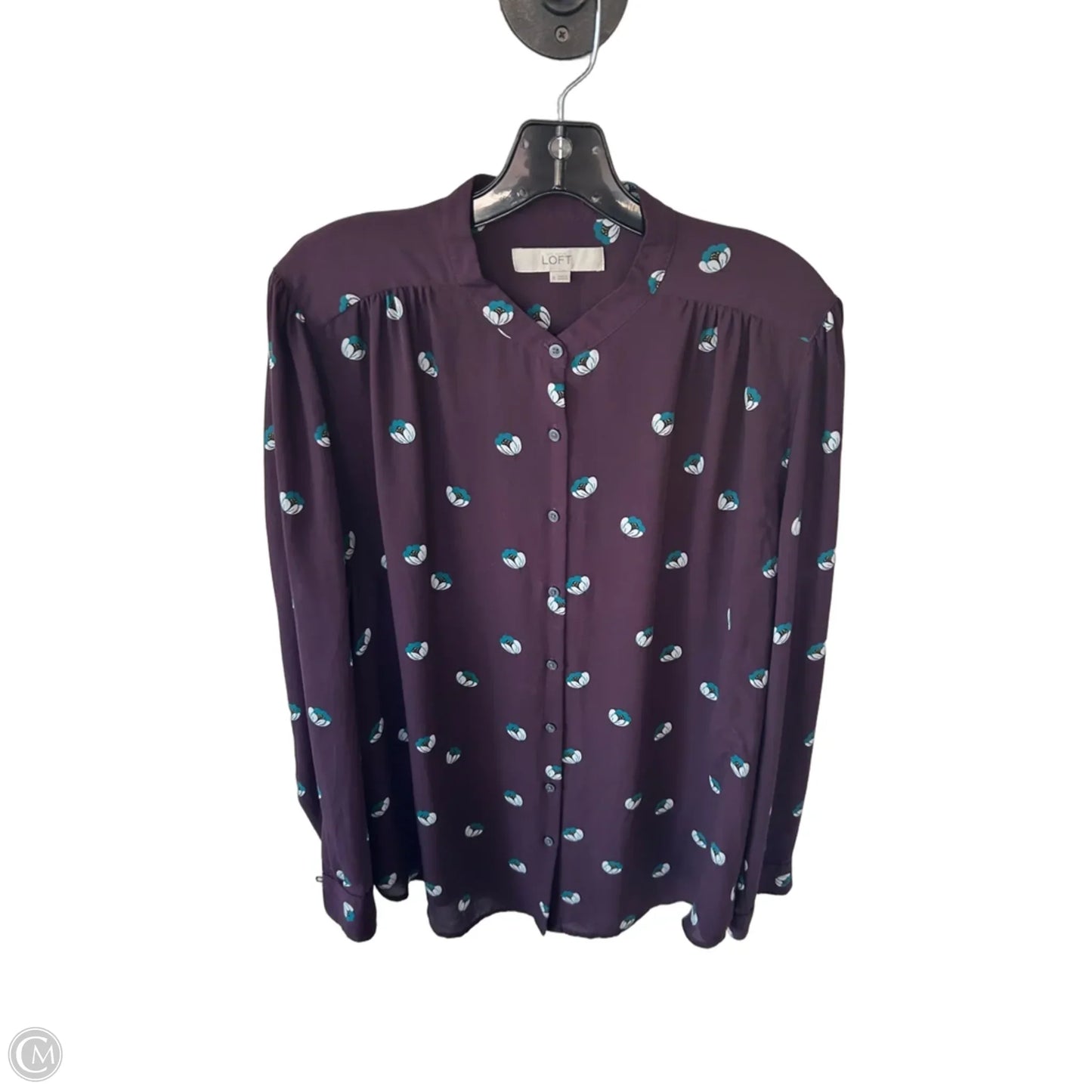 Tunic Long Sleeve By Loft In Purple & White, Size: Xl