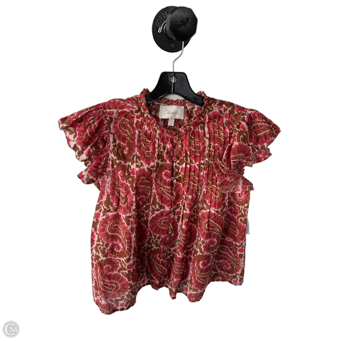Blouse Short Sleeve By Cleobella In Brown & Red, Size: S
