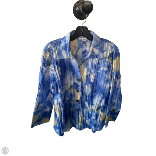 Jacket Shirt By Harve Bernard In Blue & Yellow, Size: Xl
