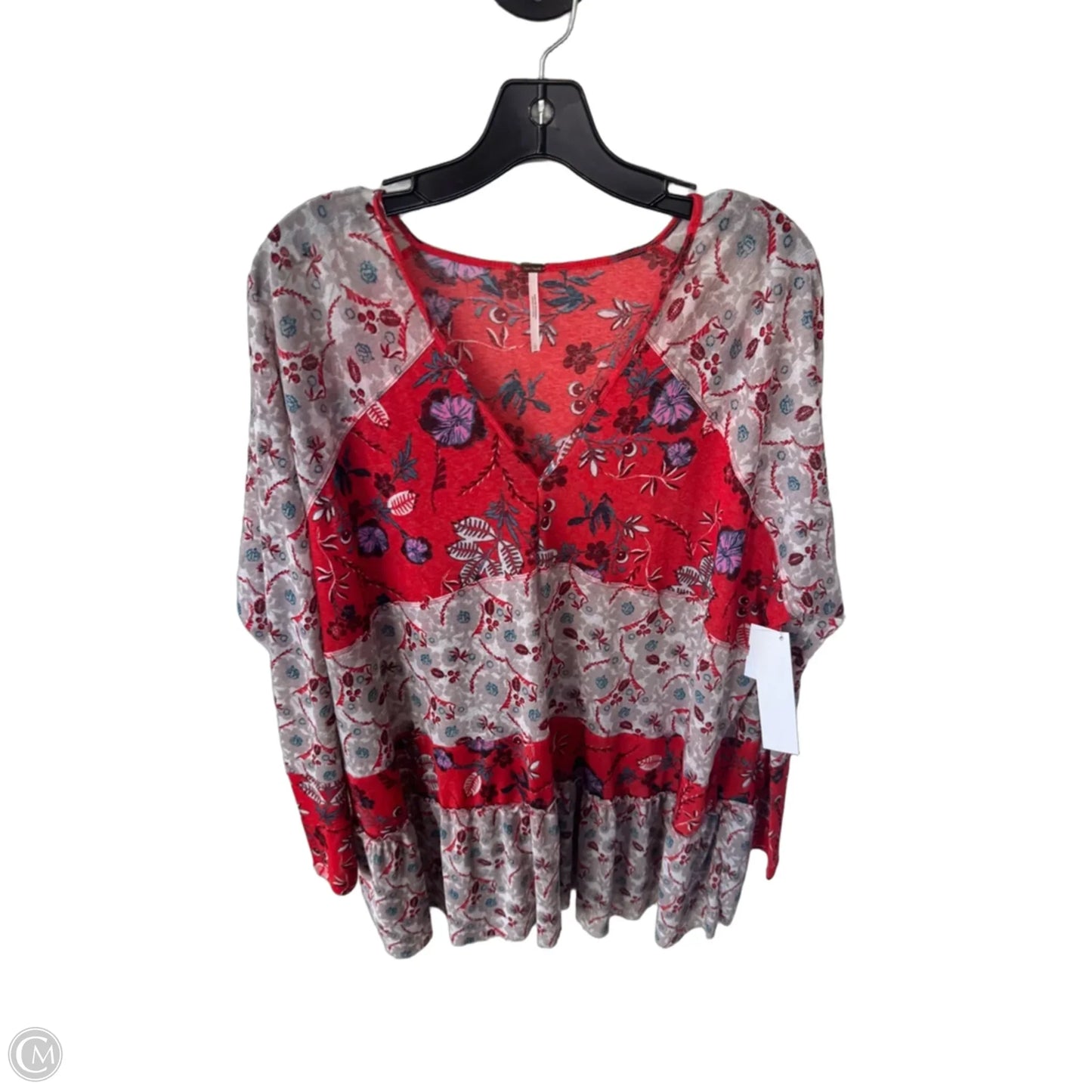 Blouse Long Sleeve By Free People In Red & Tan, Size: L