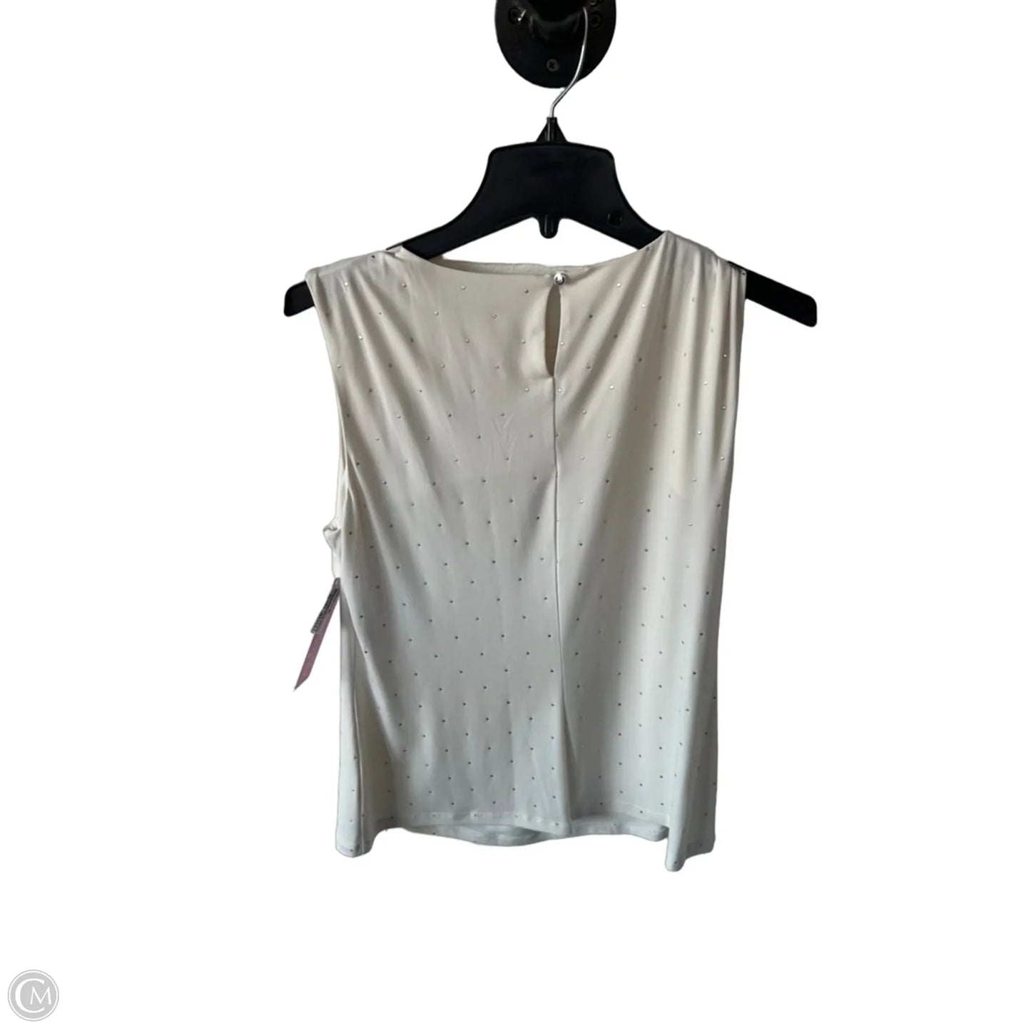 Blouse Sleeveless By Calvin Klein In Cream & Silver, Size: L
