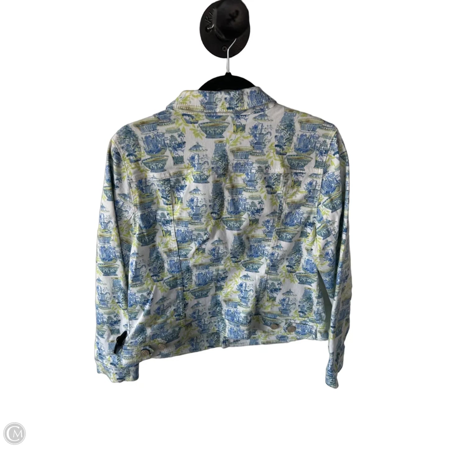 Jacket Denim By Talbots In Blue & White, Size: Lp