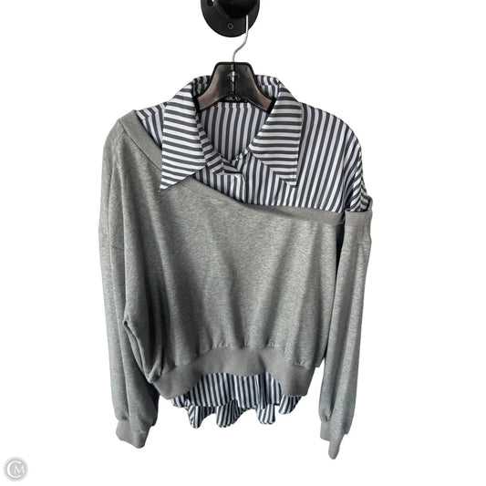 Top Long Sleeve By Micas In Grey & White, Size: M