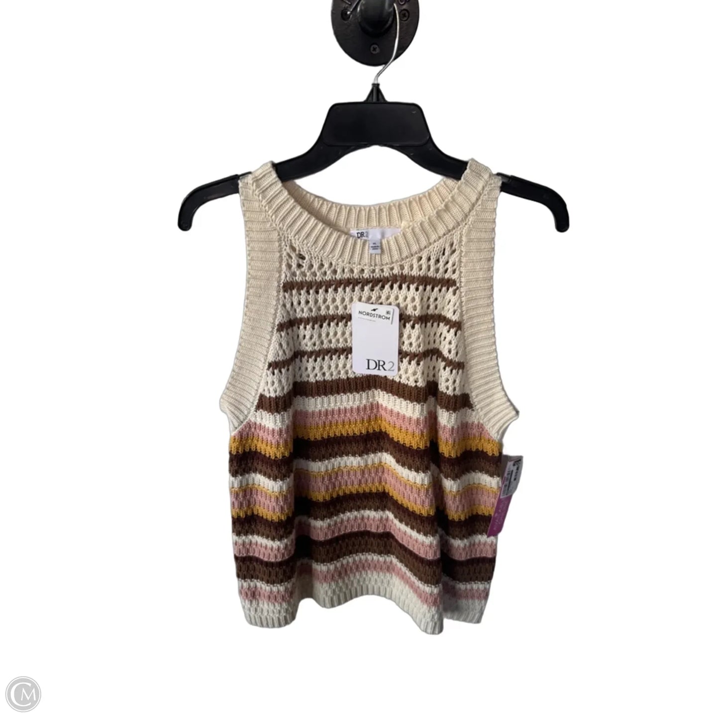 Vest Sweater By Dr2 In Brown & Cream, Size: Xl