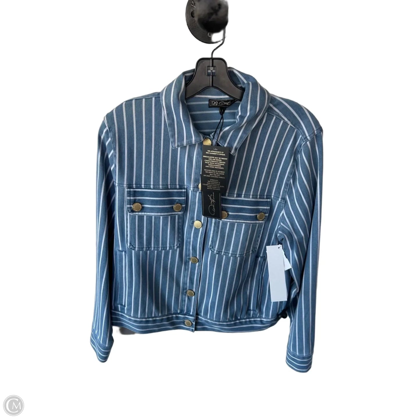 Jacket Denim By Dg2 In Blue & White, Size: M