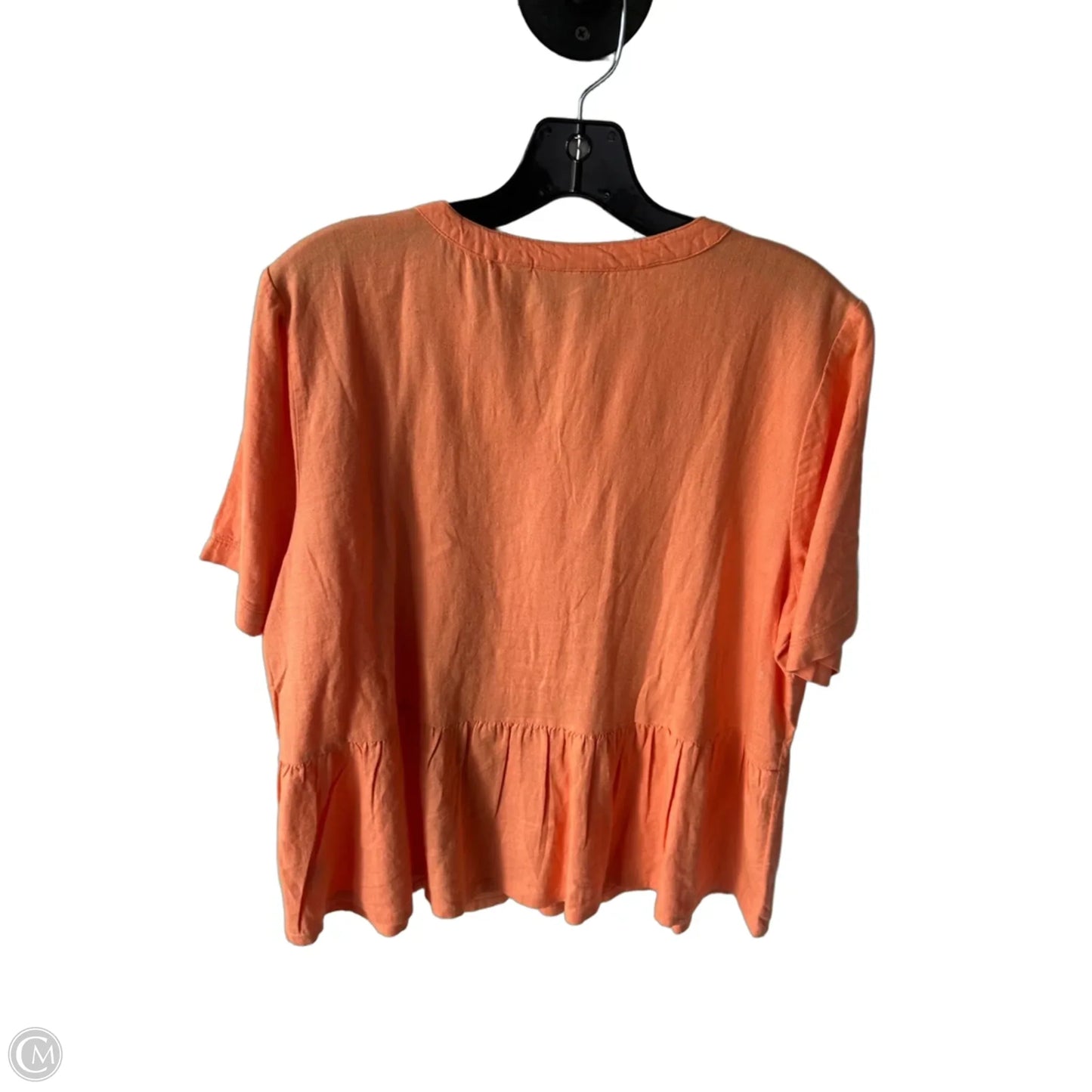 Blouse Short Sleeve By D&co. In Orange, Size: M