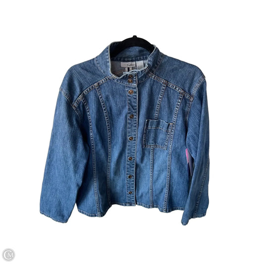 Jacket Denim By Chicos In Blue Denim, Size: Xl