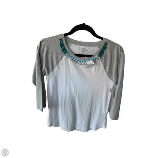 Top 3/4 Sleeve By J. Crew In Grey & White, Size: S