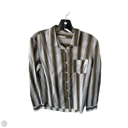 Blouse Long Sleeve By Hinge In Brown & White, Size: S