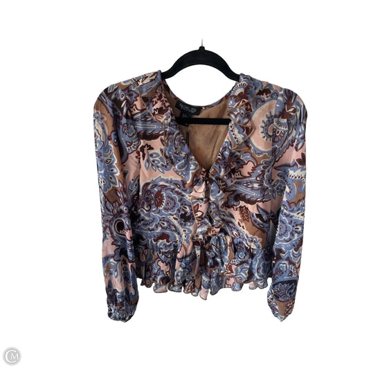 Blouse Long Sleeve By Rachel Zoe In Brown & Pink, Size: Xs