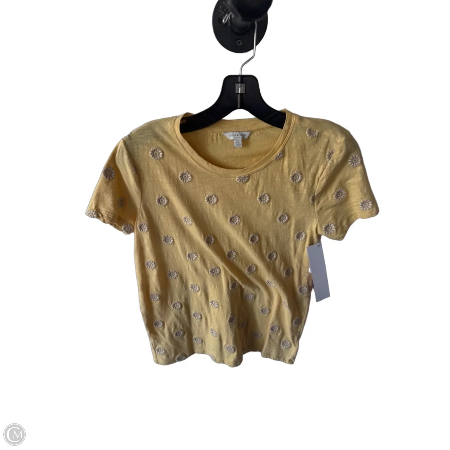 Top Short Sleeve By Lucky Brand In Yellow, Size: S