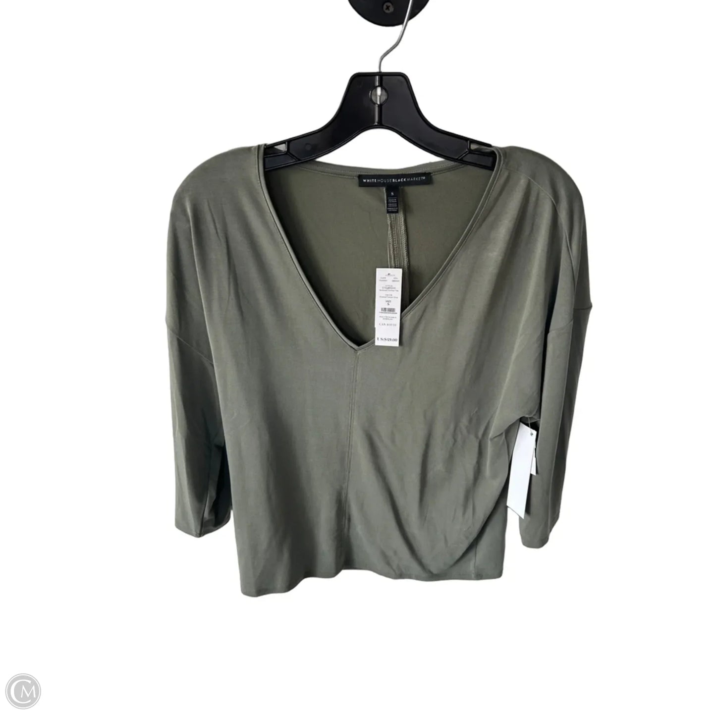 Top 3/4 Sleeve By White House Black Market In Green, Size: S