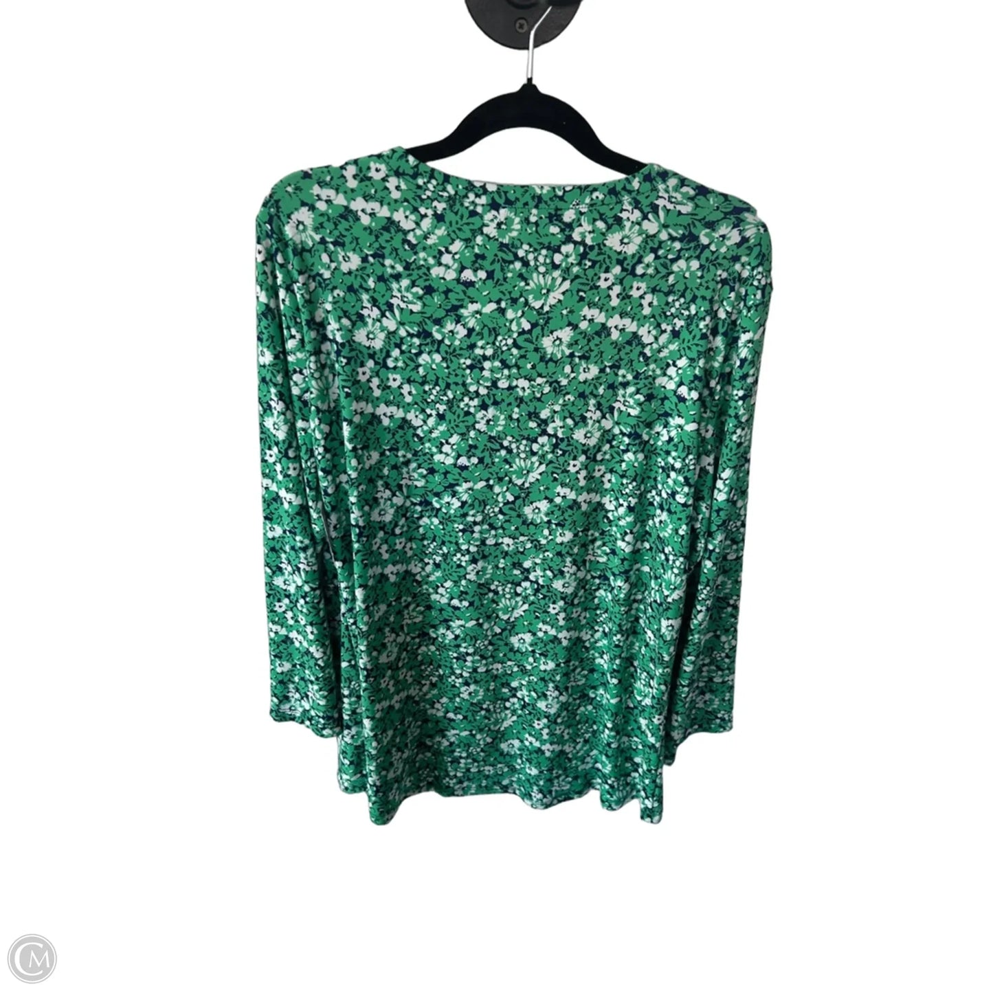 Top Long Sleeve By Jones New York In Green & White, Size: L