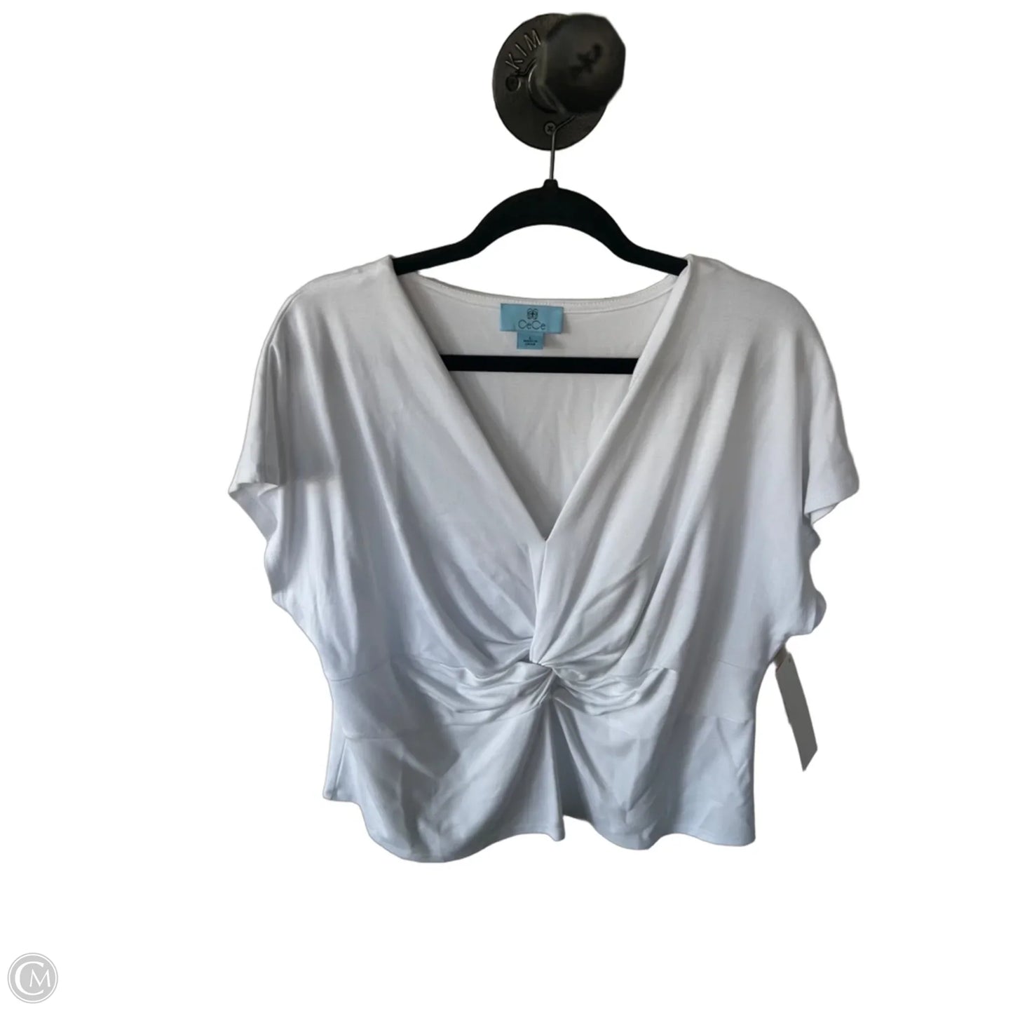Top Short Sleeve By Cece In White, Size: L