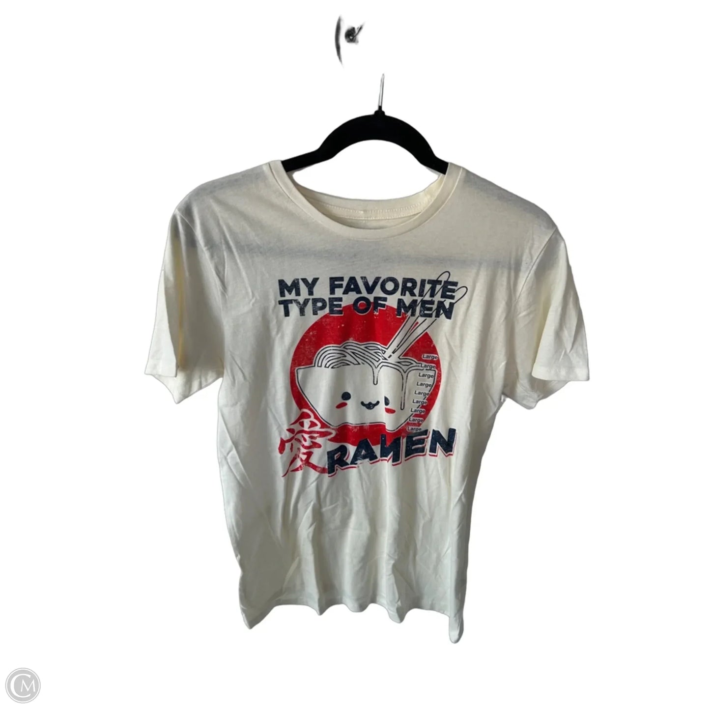 Top Short Sleeve Basic By Clothes Mentor In Cream & Red, Size: L