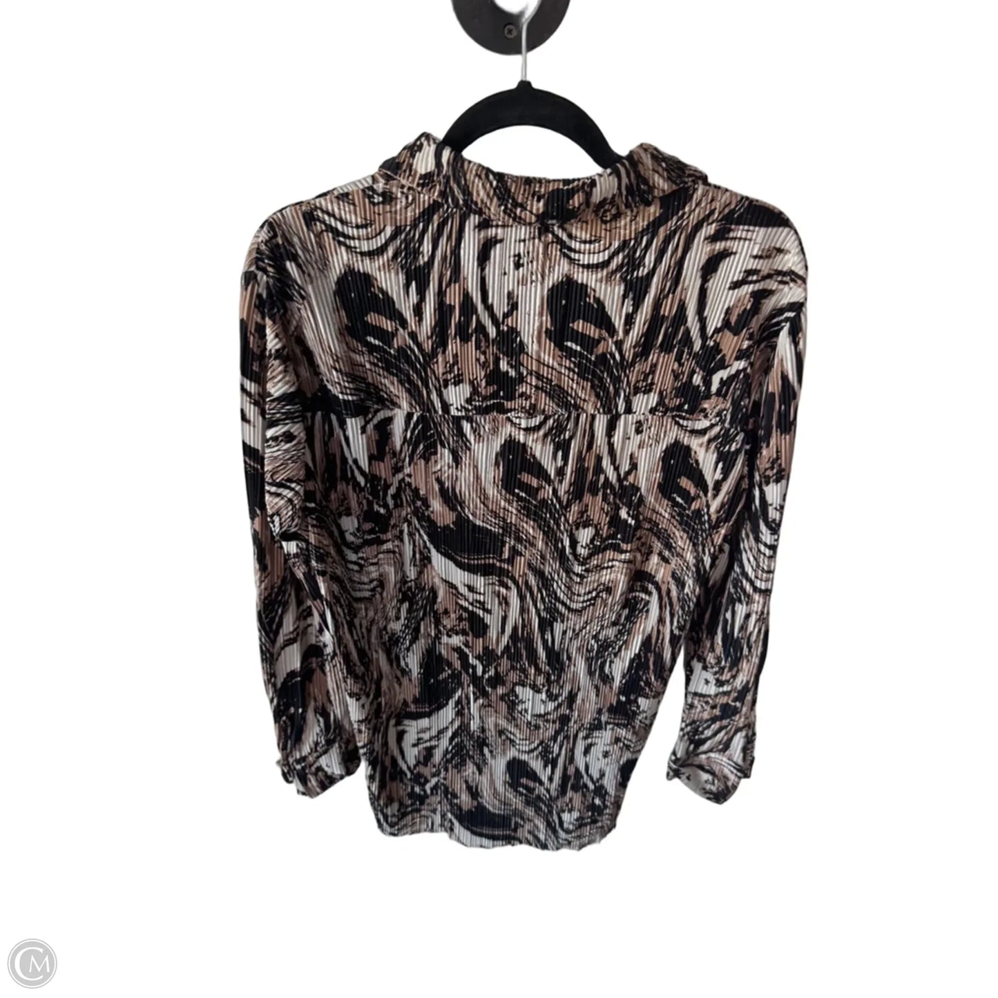 Blouse Long Sleeve By Clothes Mentor In Brown & Cream, Size: S