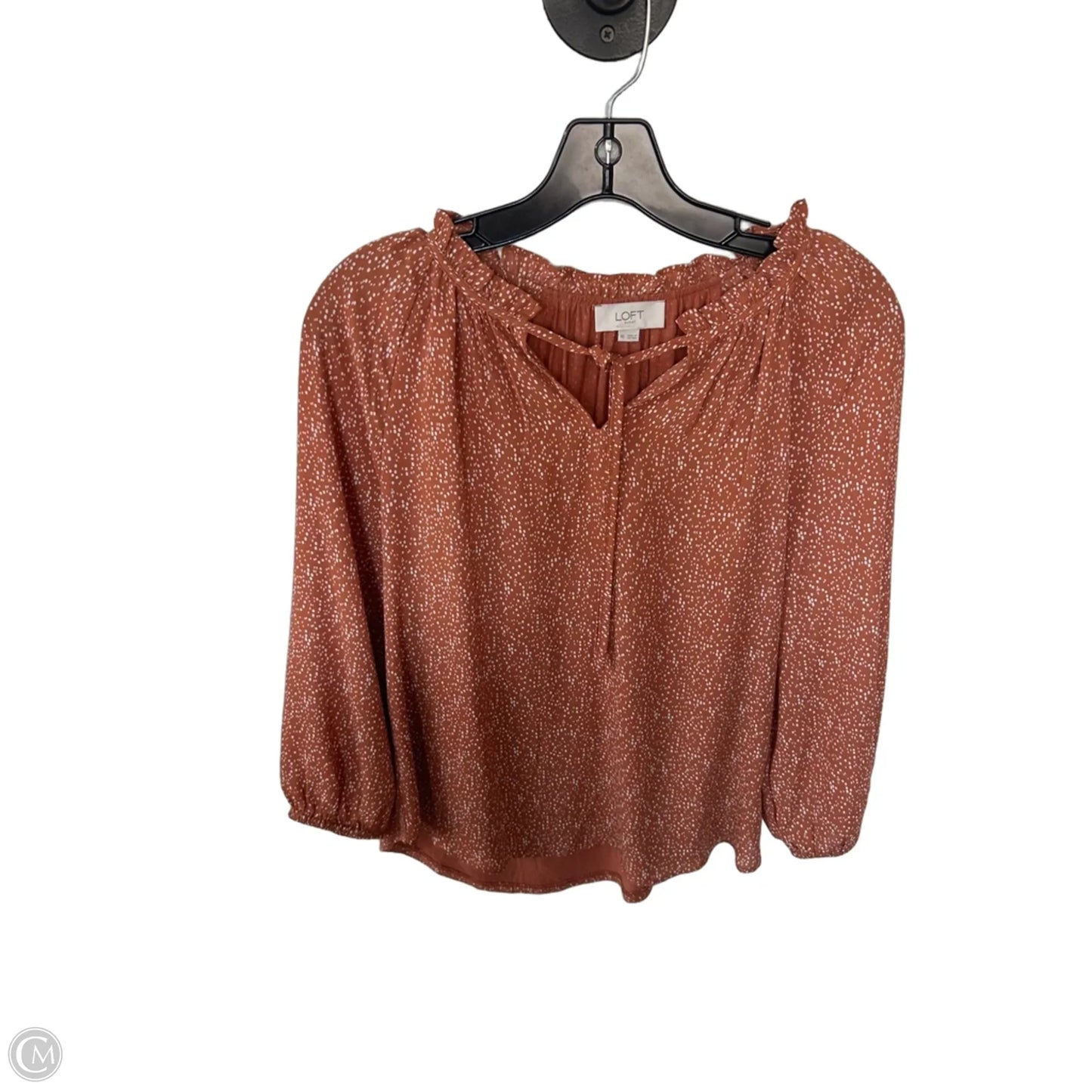 Blouse 3/4 Sleeve By Loft In Brown & White, Size: Xs