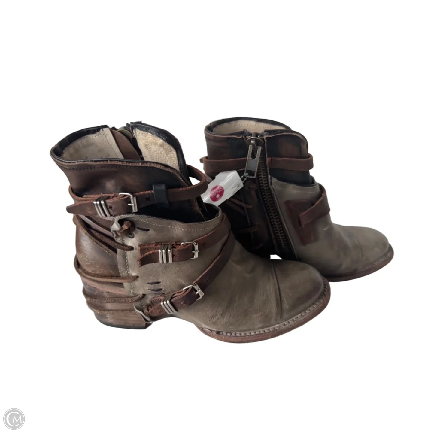 Boots Ankle Flats By Freebird In Brown & Grey, Size: 8