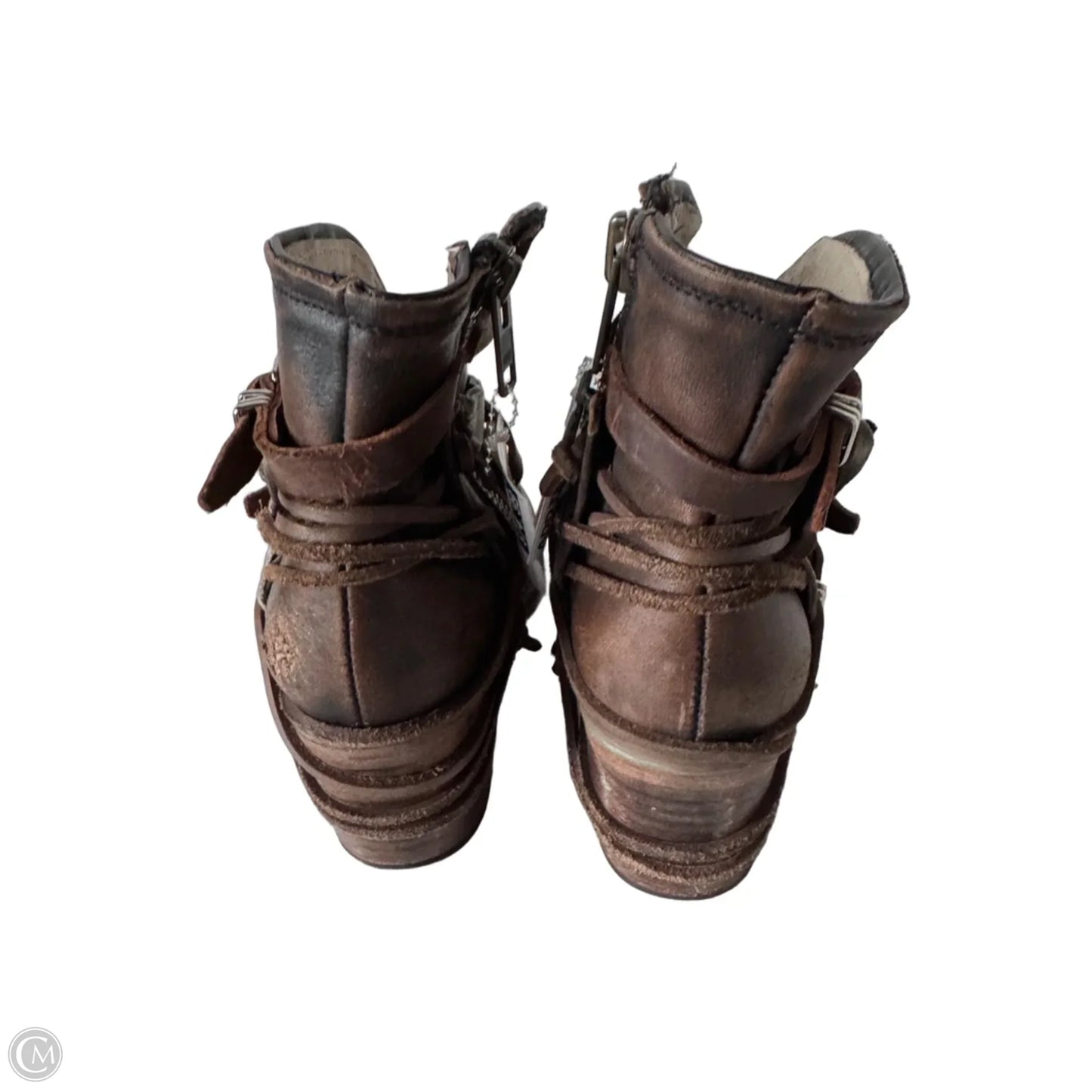 Boots Ankle Flats By Freebird In Brown & Grey, Size: 8