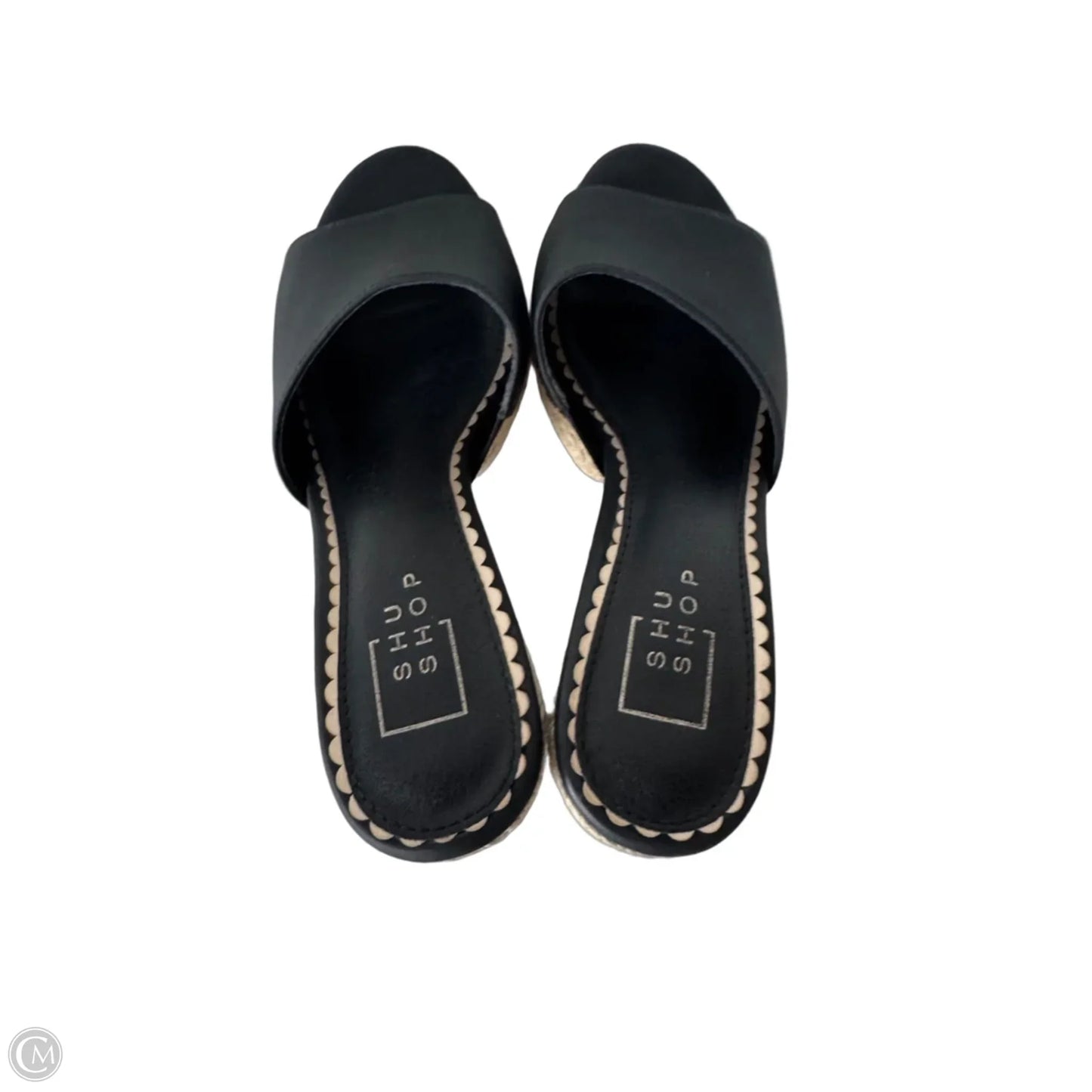 Sandals Heels Block By Shu Shop In Black & Cream, Size: 8