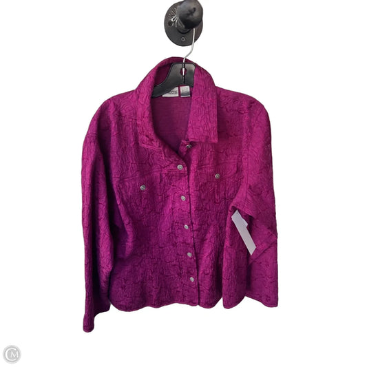 Jacket Denim By Chicos In Purple, Size: Xl