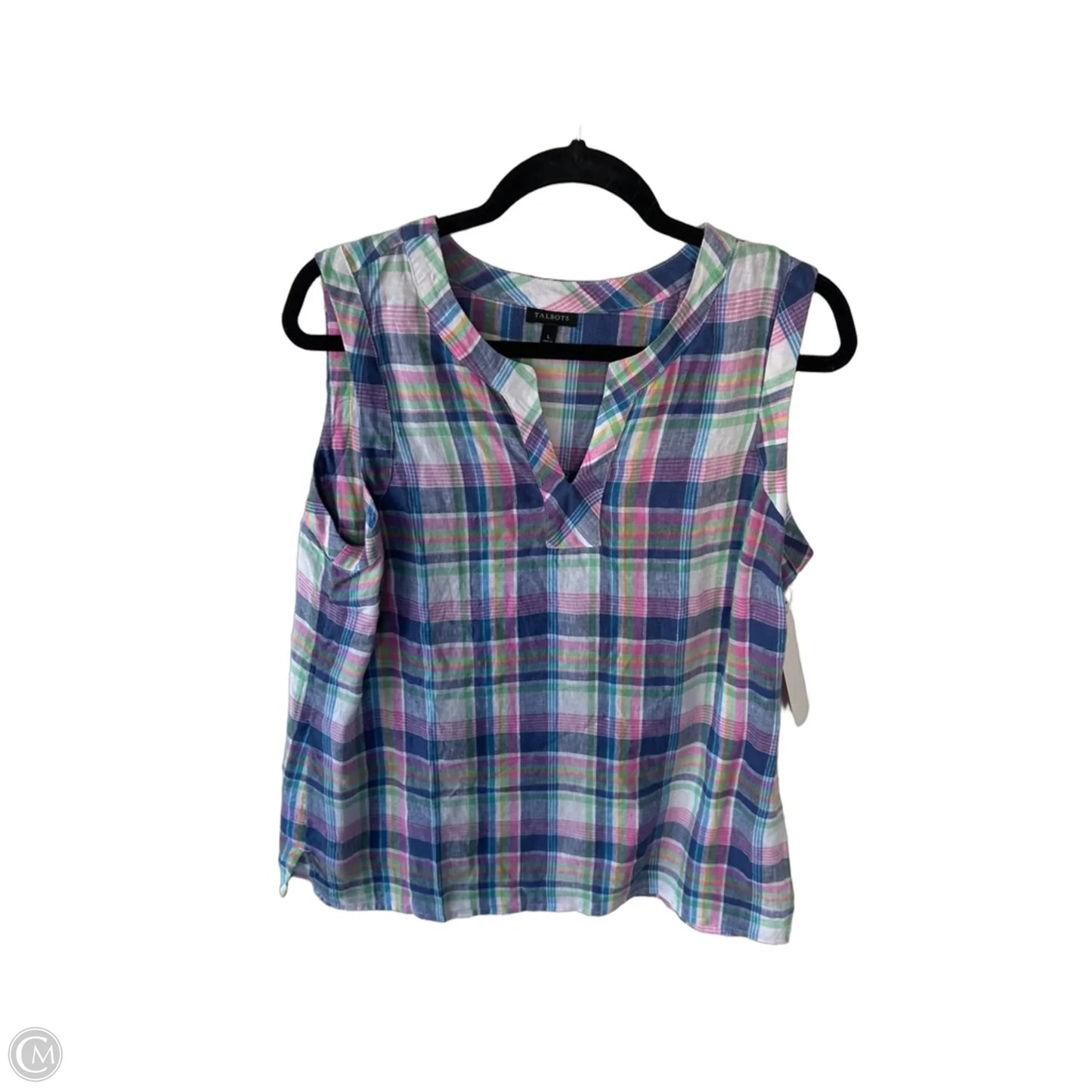 Blouse Sleeveless By Talbots In Blue & Pink, Size: L