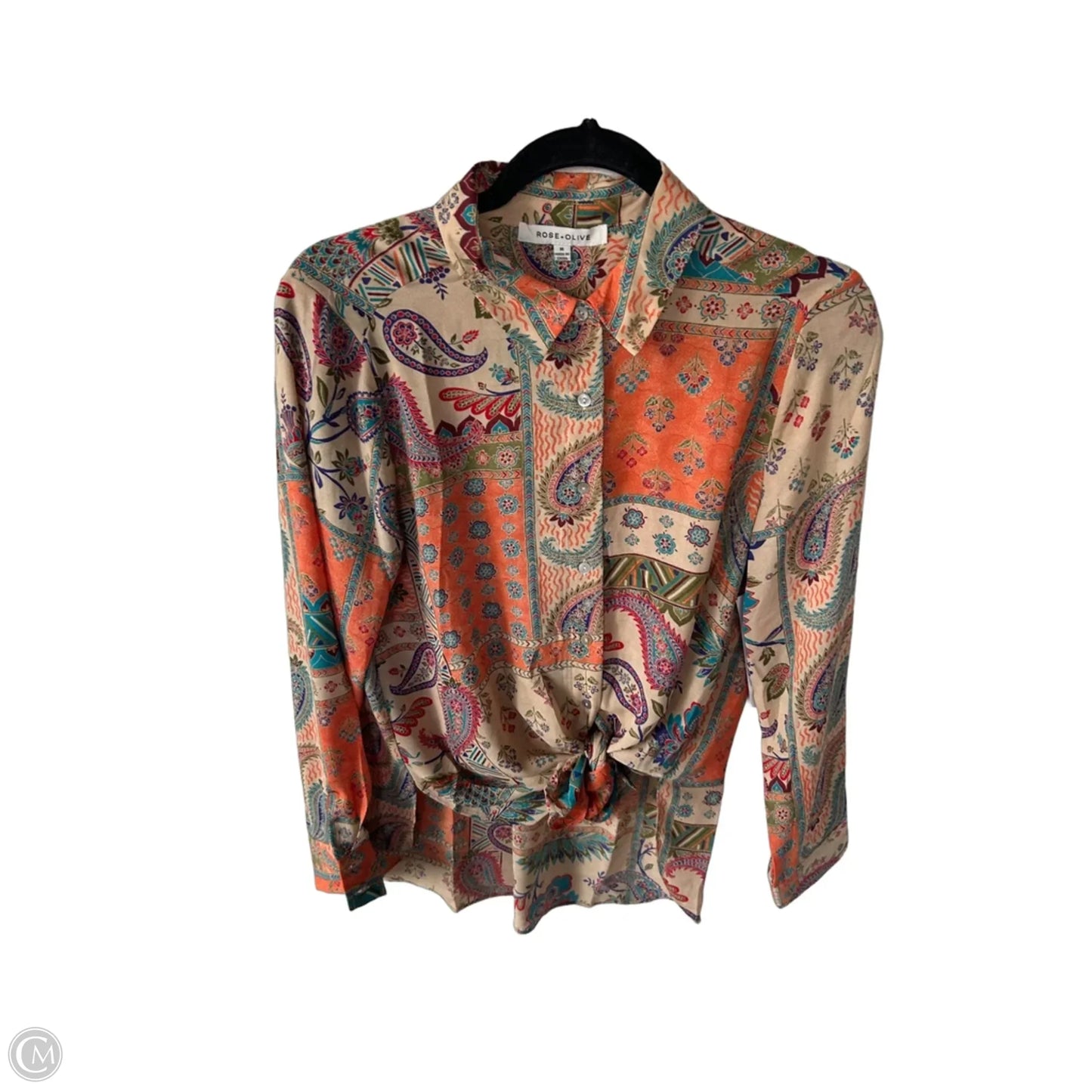 Blouse Long Sleeve By Rose And Olive In Orange & Tan, Size: M